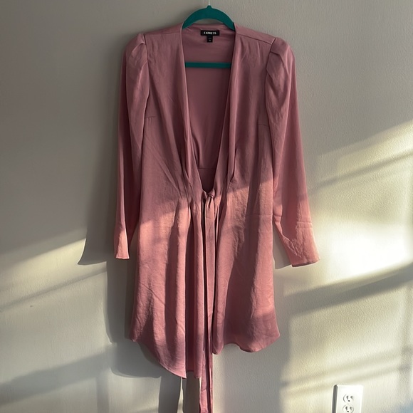 Express, Satin Pink Wrap Dress. - Picture 3 of 3